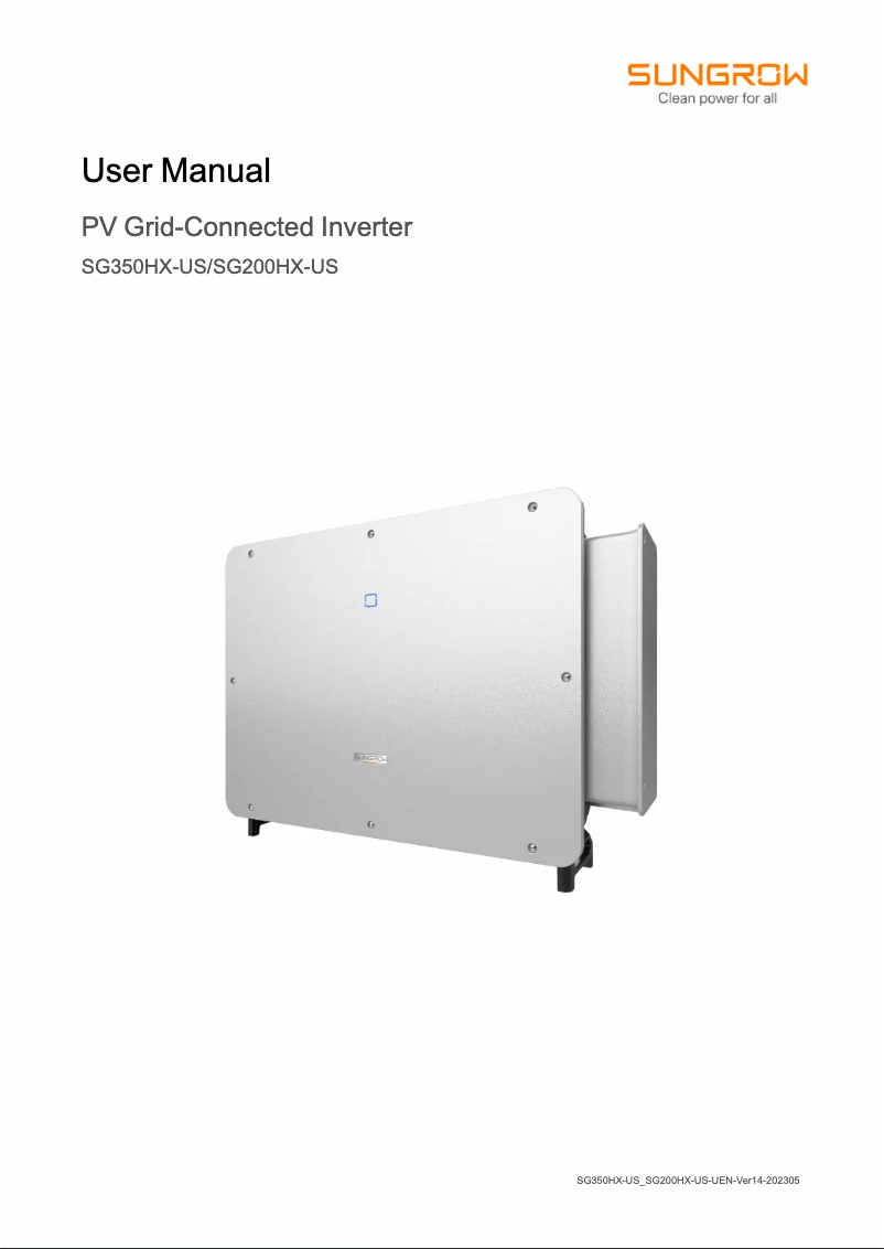 Page 1 de la notice Manuel utilisateur Sungrow SG350HX-US