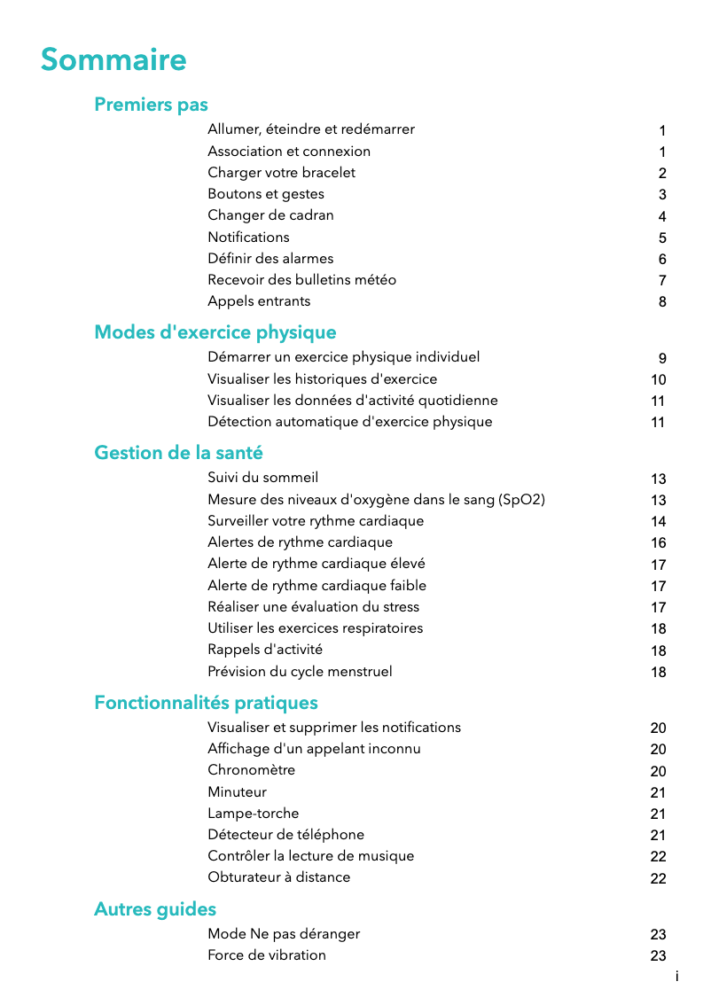 Page 1 de la notice Manuel utilisateur Honor Band 6