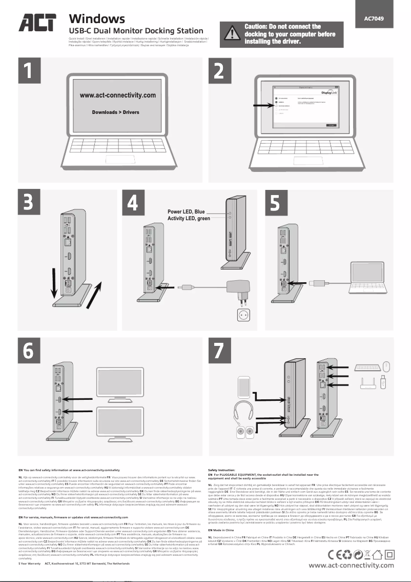 Page 1 de la notice Manuel utilisateur ACT AC7049