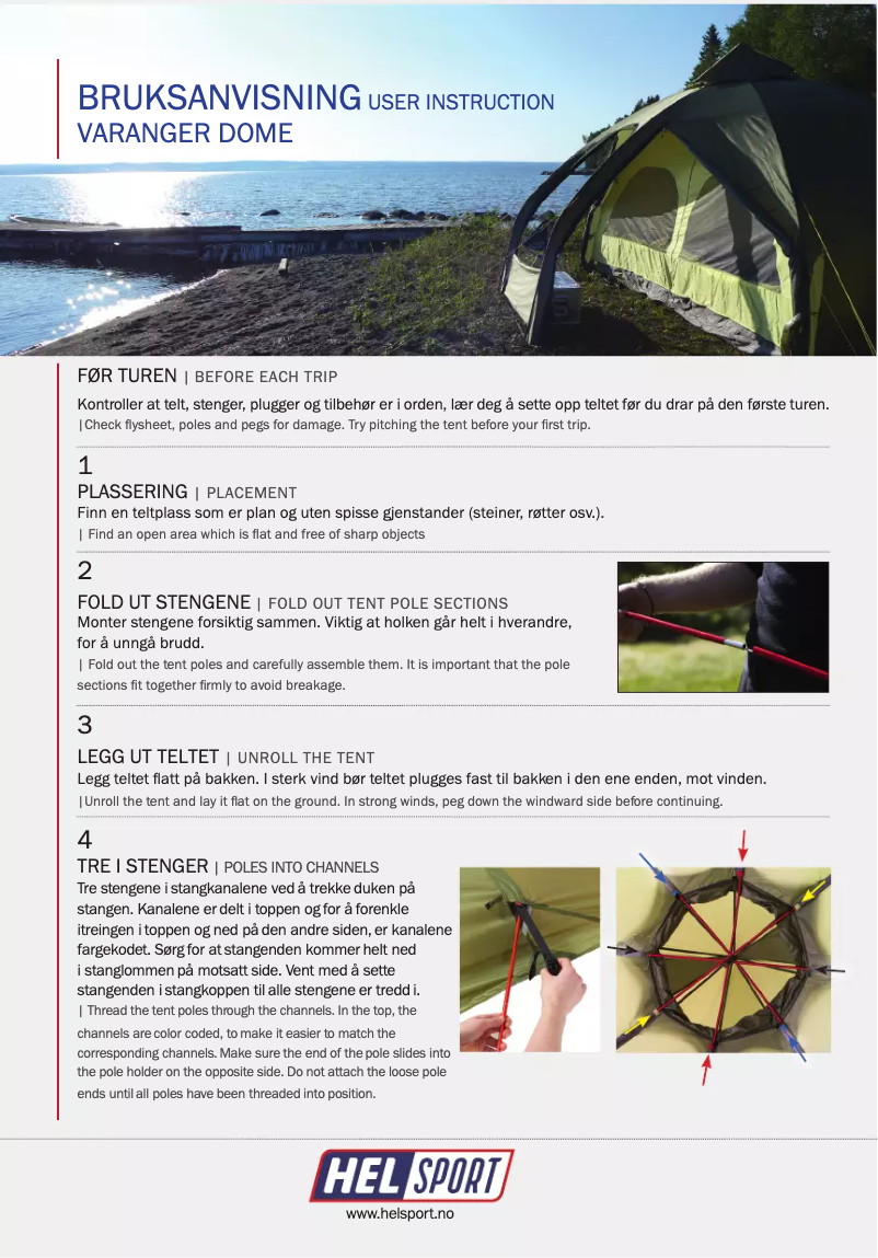 Page n°1 - Manuel utilisateur Helsport Varanger Dome