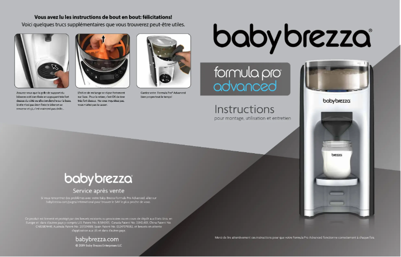 Page 1 de la notice Manuel utilisateur Baby Brezza Formula Pro Advanced