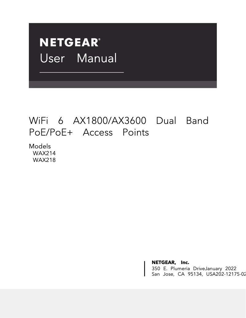 Page n°1 - Manuel utilisateur Netgear WAX214PA