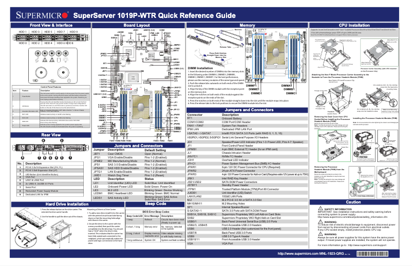 Page 1 de la notice Guide de démarrage rapide Supermicro SuperServer 1019P-WTR