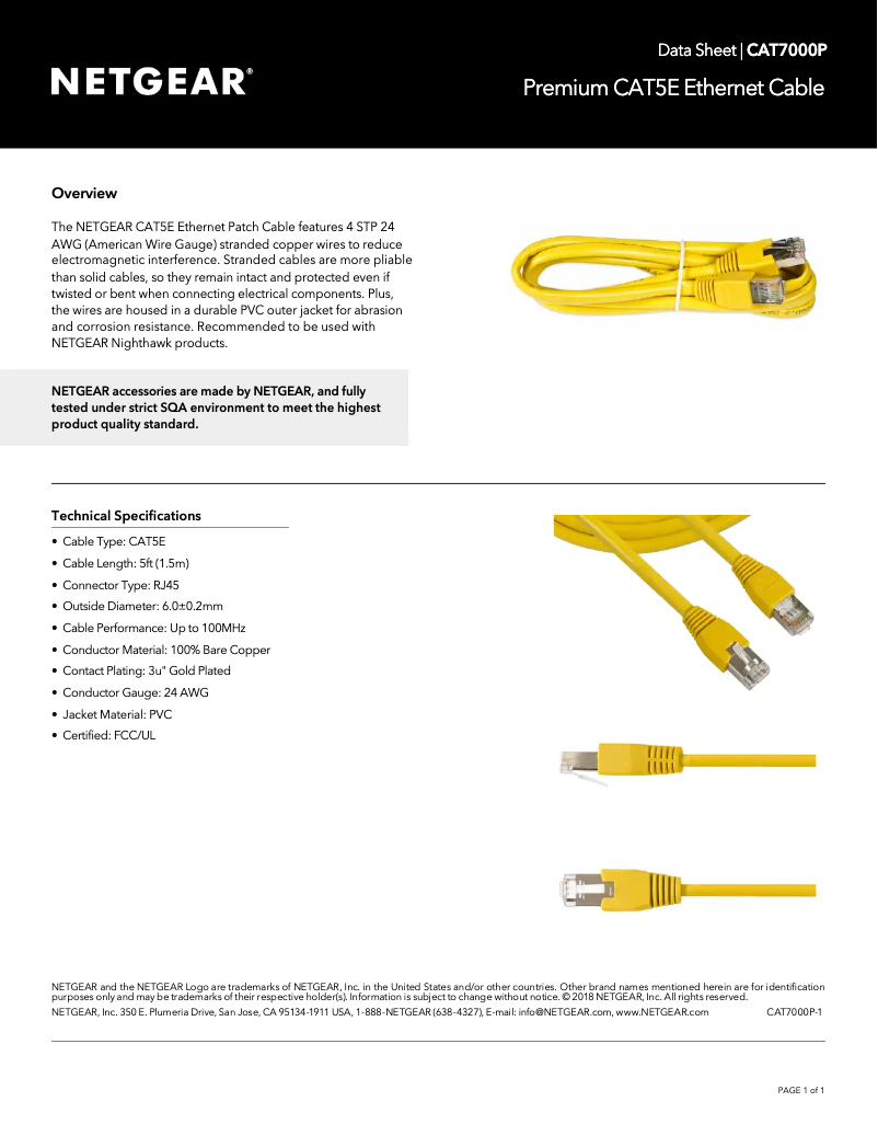 Page 1 de la notice Manuel utilisateur Netgear CAT7000P