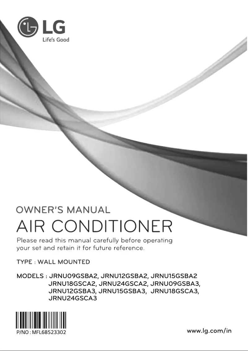 Page 1 de la notice Manuel utilisateur LG JRNU12GSBA3