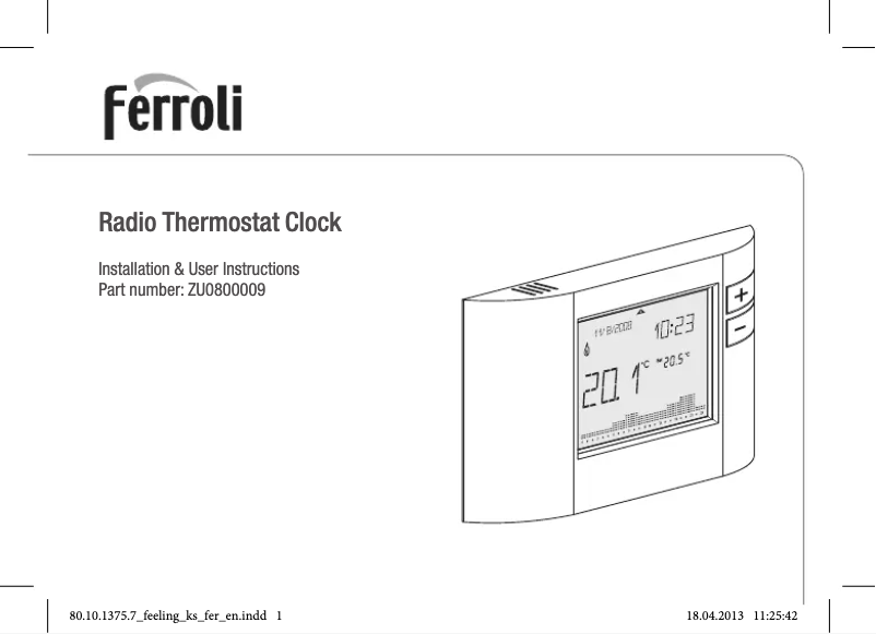 Page n°1 - Manuel utilisateur Ferroli ZU0800009