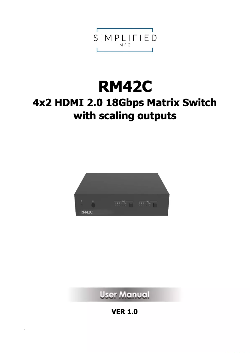 Page n°1 - Manuel utilisateur Simplified MFG RM42C