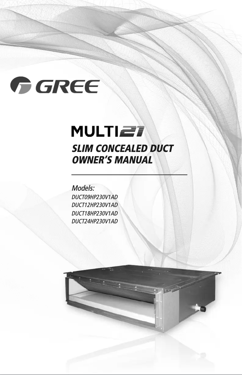 Page 1 de la notice Manuel utilisateur Gree DUCT18HP230V1AD