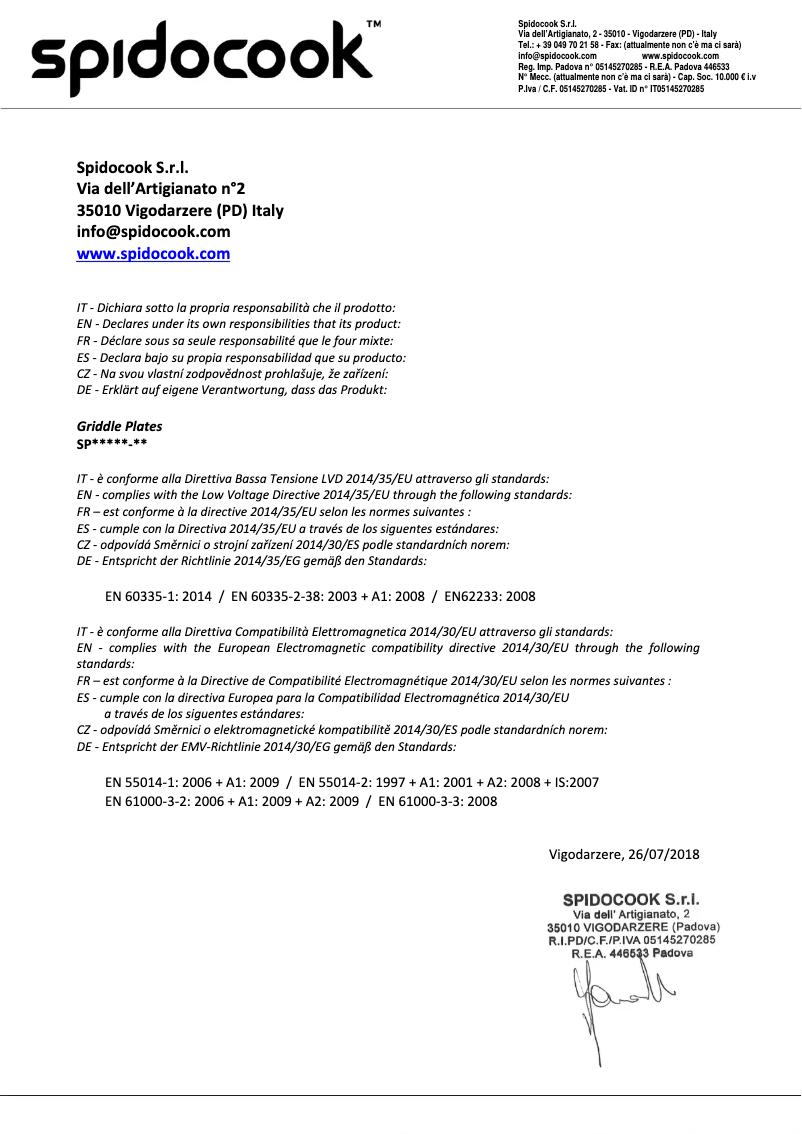 Page 1 de la notice Manuel utilisateur SpidoCook Spidoflat 596020