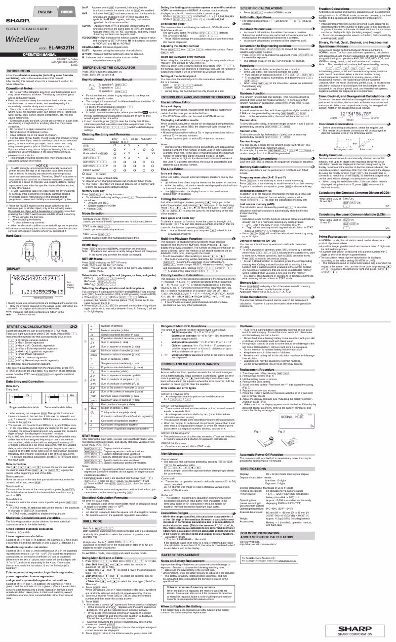 Page 1 de la notice Manuel utilisateur Sharp WriteView EL-W532TH