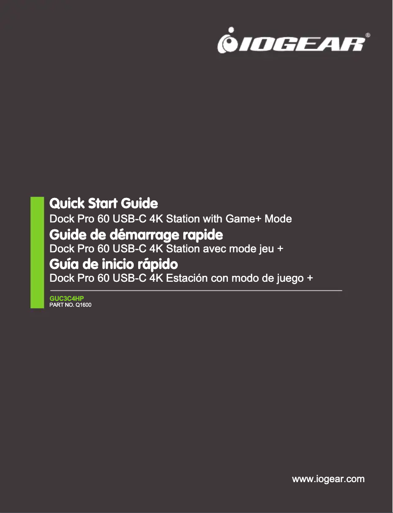 Page n°1 - Manuel utilisateur iogear Dock Pro 60