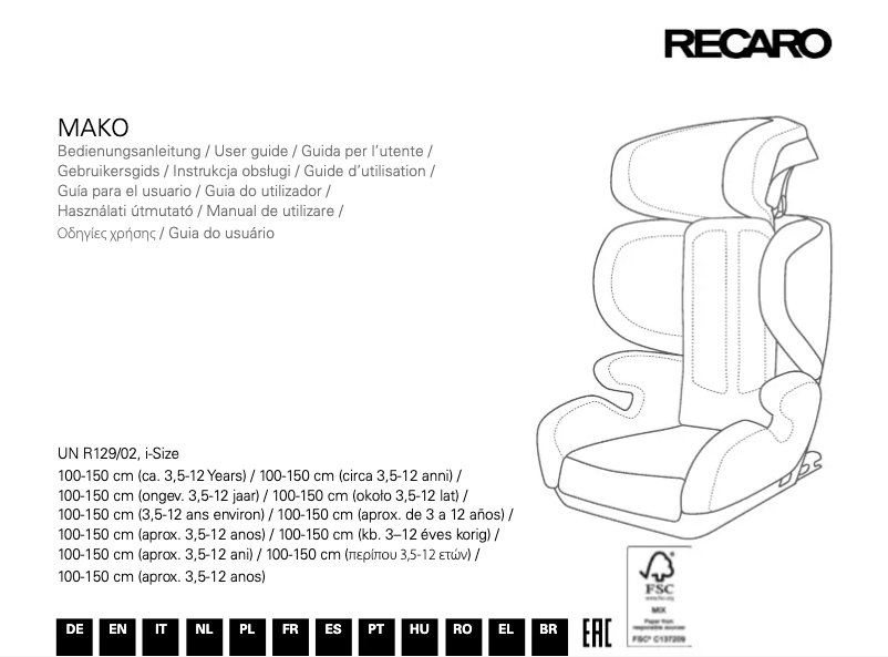 Página 1 del manual Manual de usuario Recaro Mako