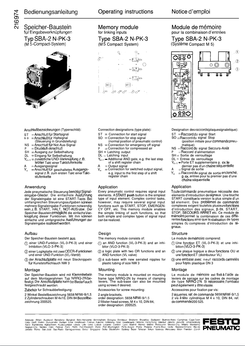 Image de la première page du manuel de l'appareil SBA-2N-PK-3
