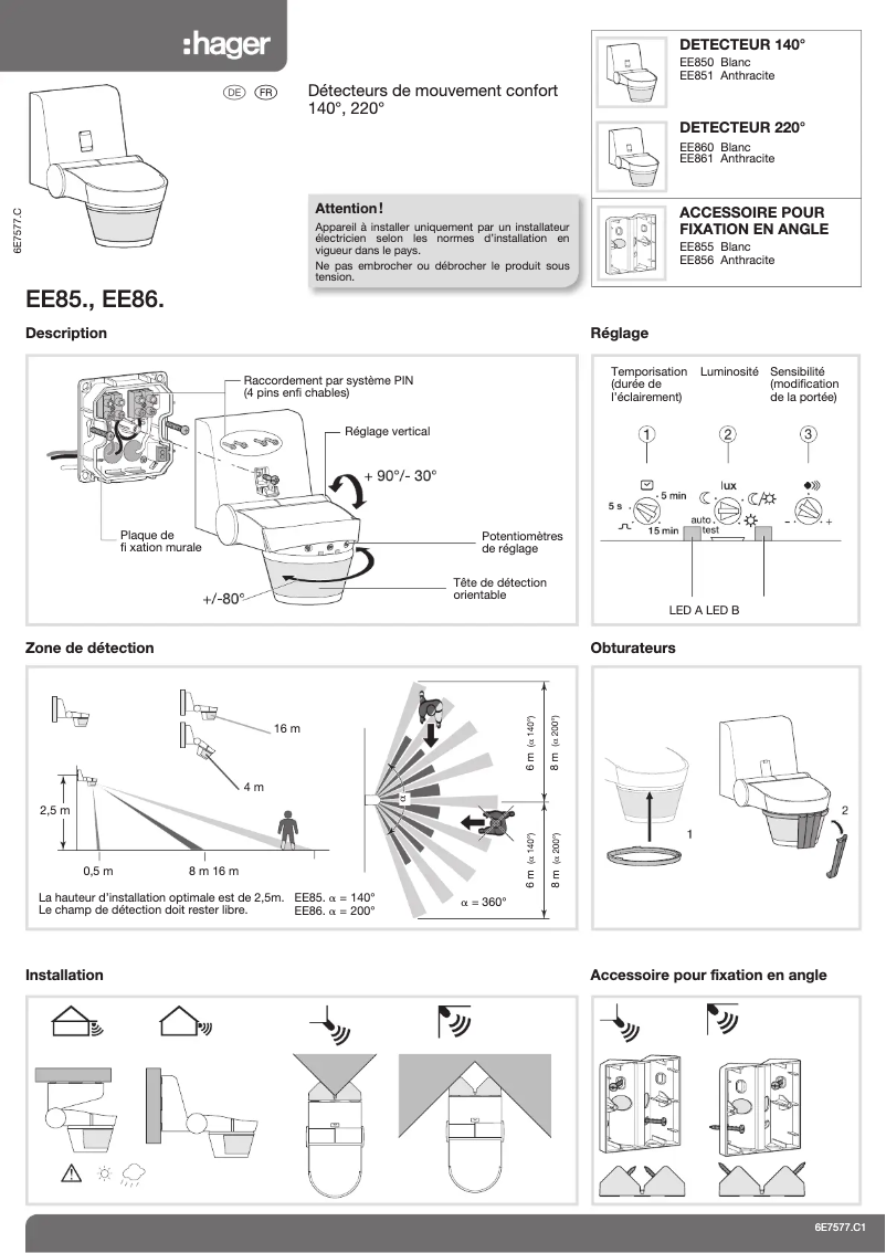 Page n°1 - Manuel utilisateur Hager EE851