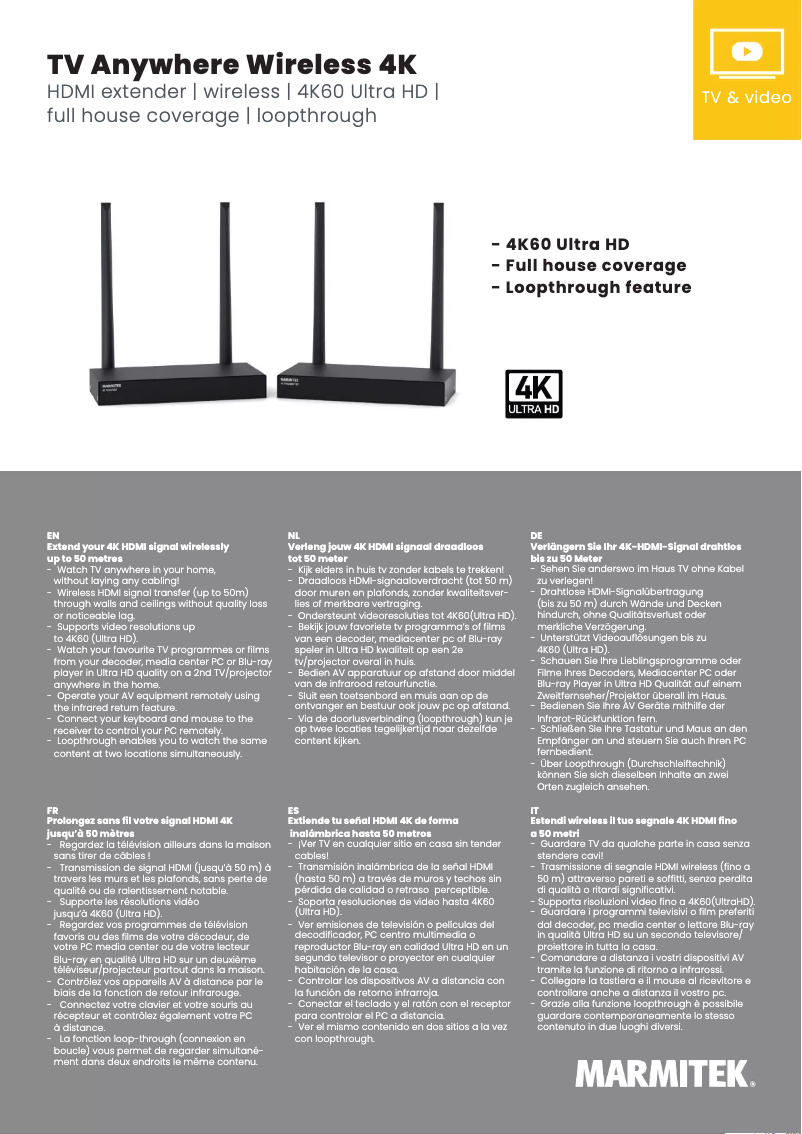 Image de la première page du manuel de l'appareil TV Anywhere Wireless 4K