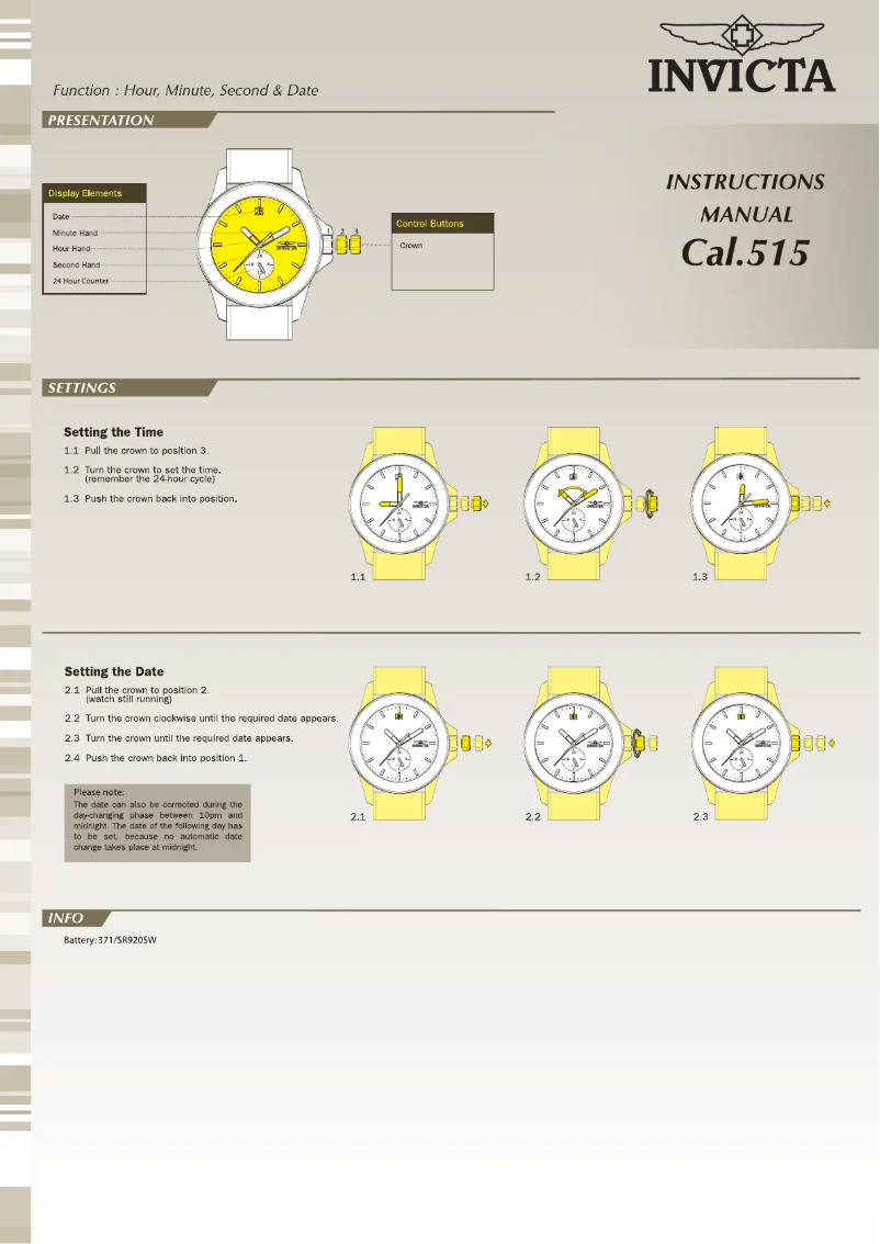 Page n°1 - Manuel utilisateur Invicta Angel 21711