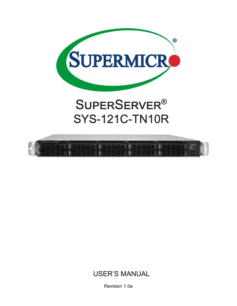 Page 1 de la notice Manuel utilisateur Supermicro SuperServer SYS-121C-TN10R