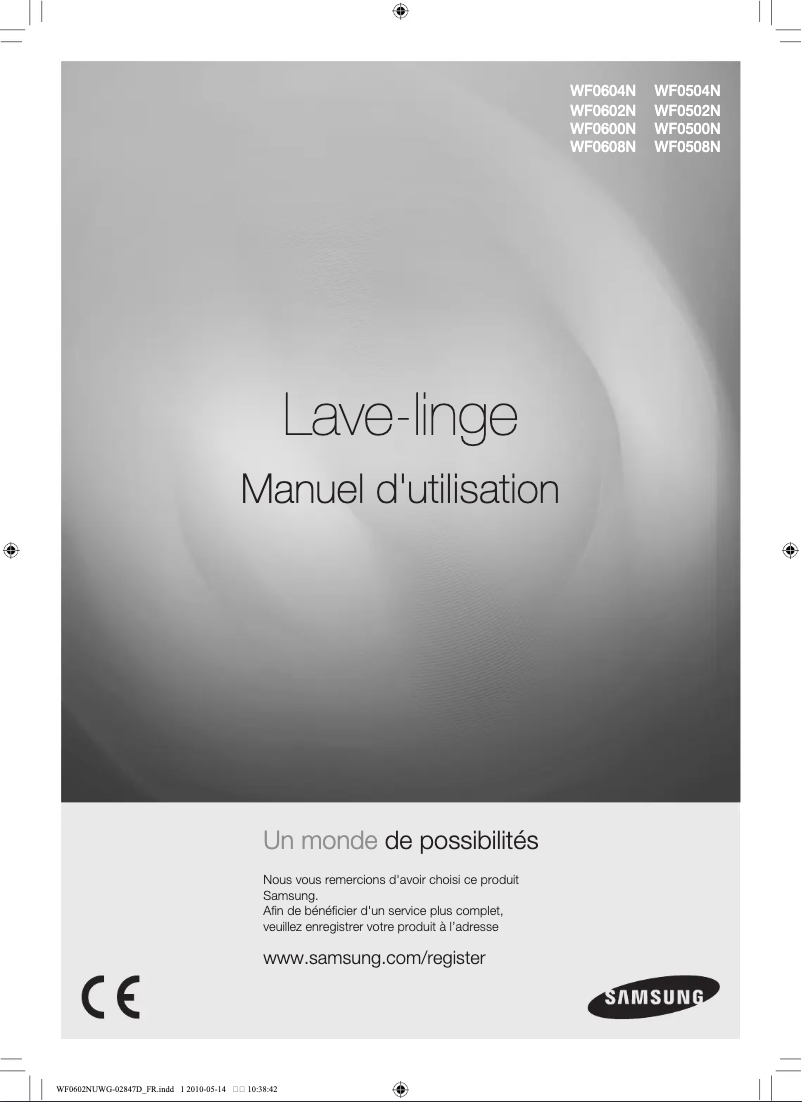 Page 1 de la notice Manuel utilisateur Samsung WF0508NXW