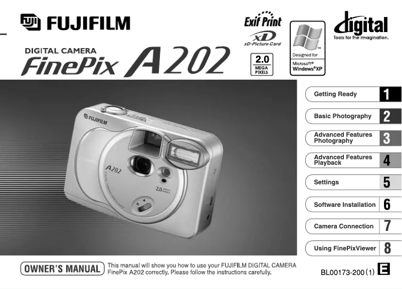 Page 1 de la notice Manuel utilisateur Fujifilm FinePix A202