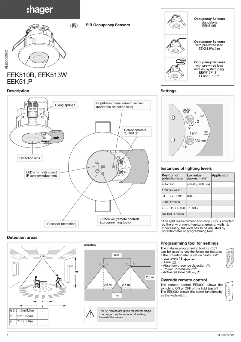 Page 1 de la notice Manuel utilisateur Hager EEK515P