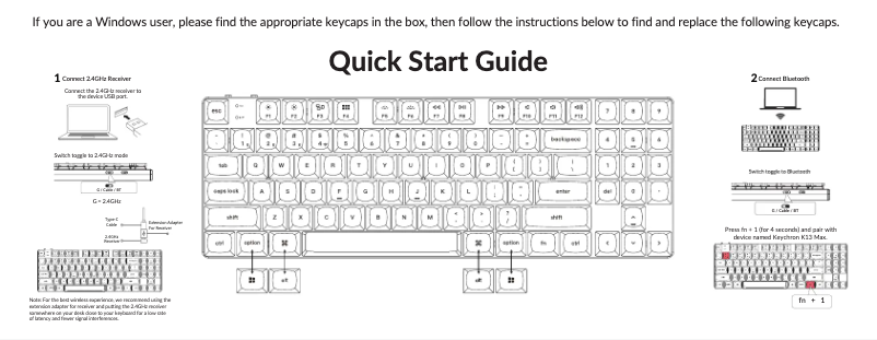 Page 1 de la notice Guide de démarrage rapide Keychron K13 Max