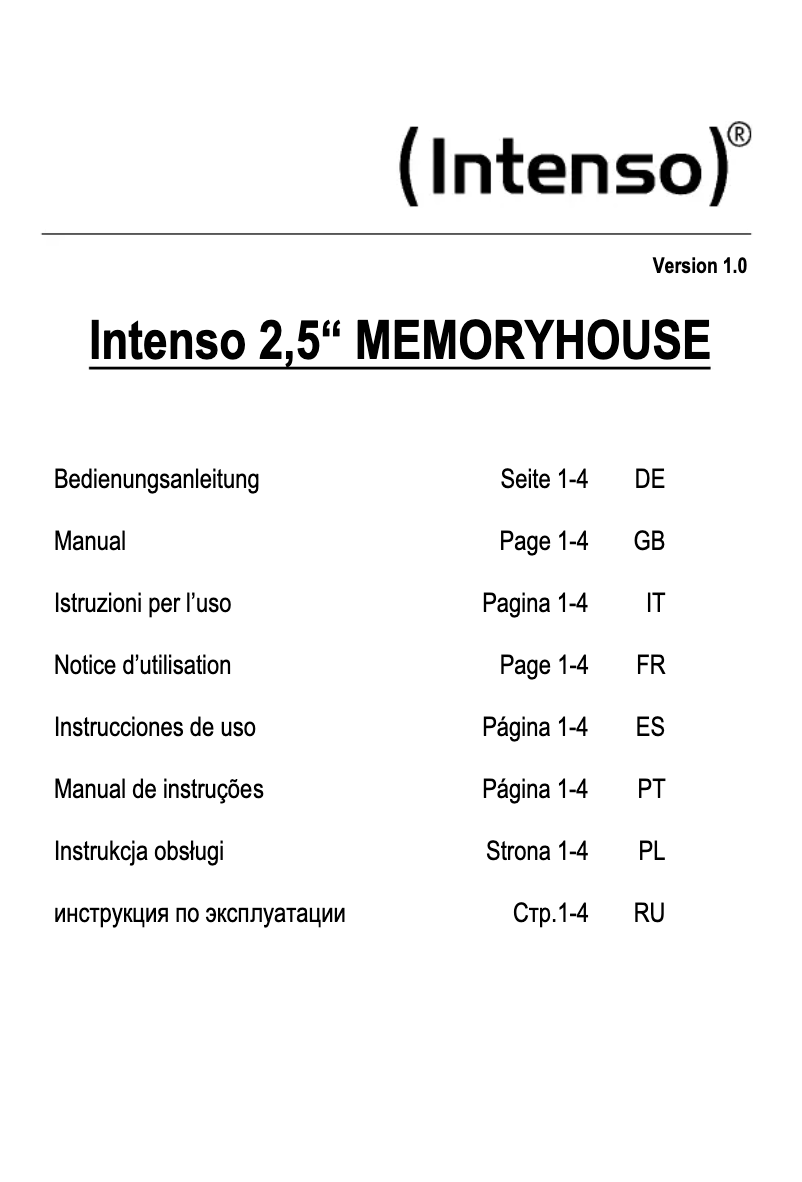 Image de la première page du manuel de l'appareil Memory House