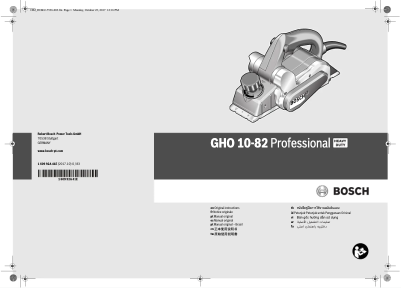Page 1 de la notice Manuel utilisateur Bosch GHO 10-82 Professional
