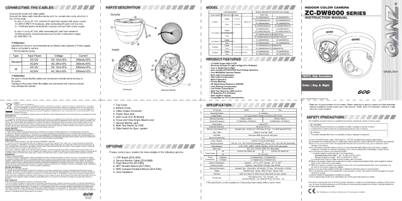 Page 1 de la notice Manuel utilisateur Ganz ZC-DW8312NXA