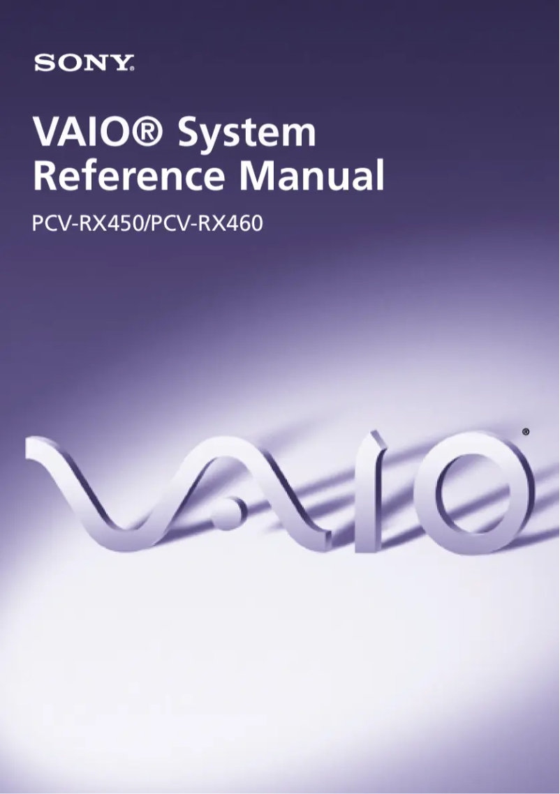 Page 1 de la notice Manuel utilisateur Sony Vaio PCV-RX460