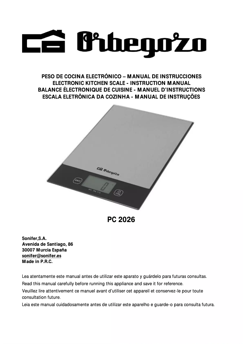 Page 1 de la notice Manuel utilisateur Orbegozo PC 2026