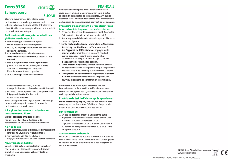 Page 1 de la notice Manuel utilisateur Doro 9350