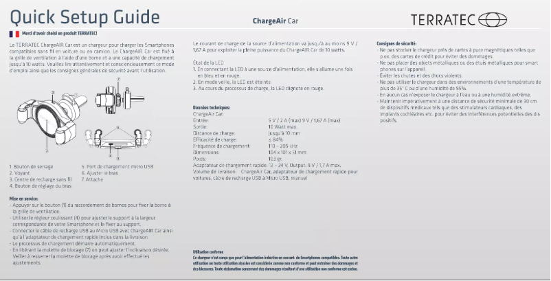 Imagen de la primera página del manual del dispositivo ChargeAir Car