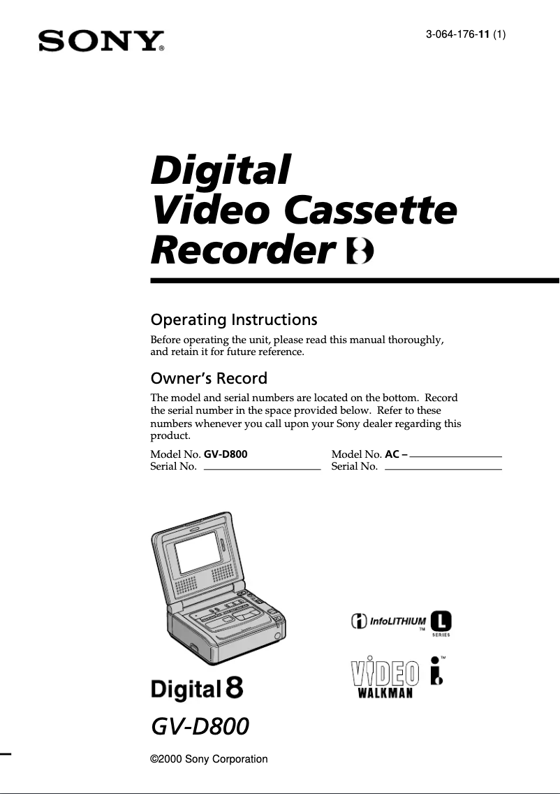 Image de la première page du manuel de l'appareil GV-D800