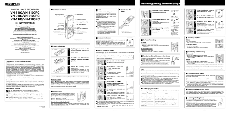 Image de la première page du manuel de l'appareil VN-1100PC