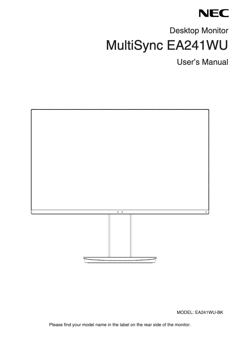 Image de la première page du manuel de l'appareil MultiSync EA241WU