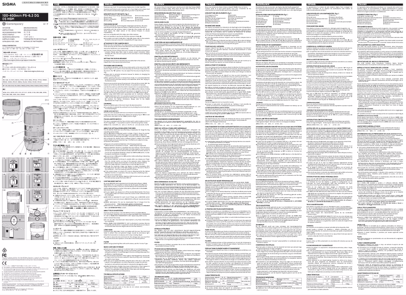 Page n°1 - Manuel utilisateur Sigma 100-400mm F5-6.3 DG OS HSM
