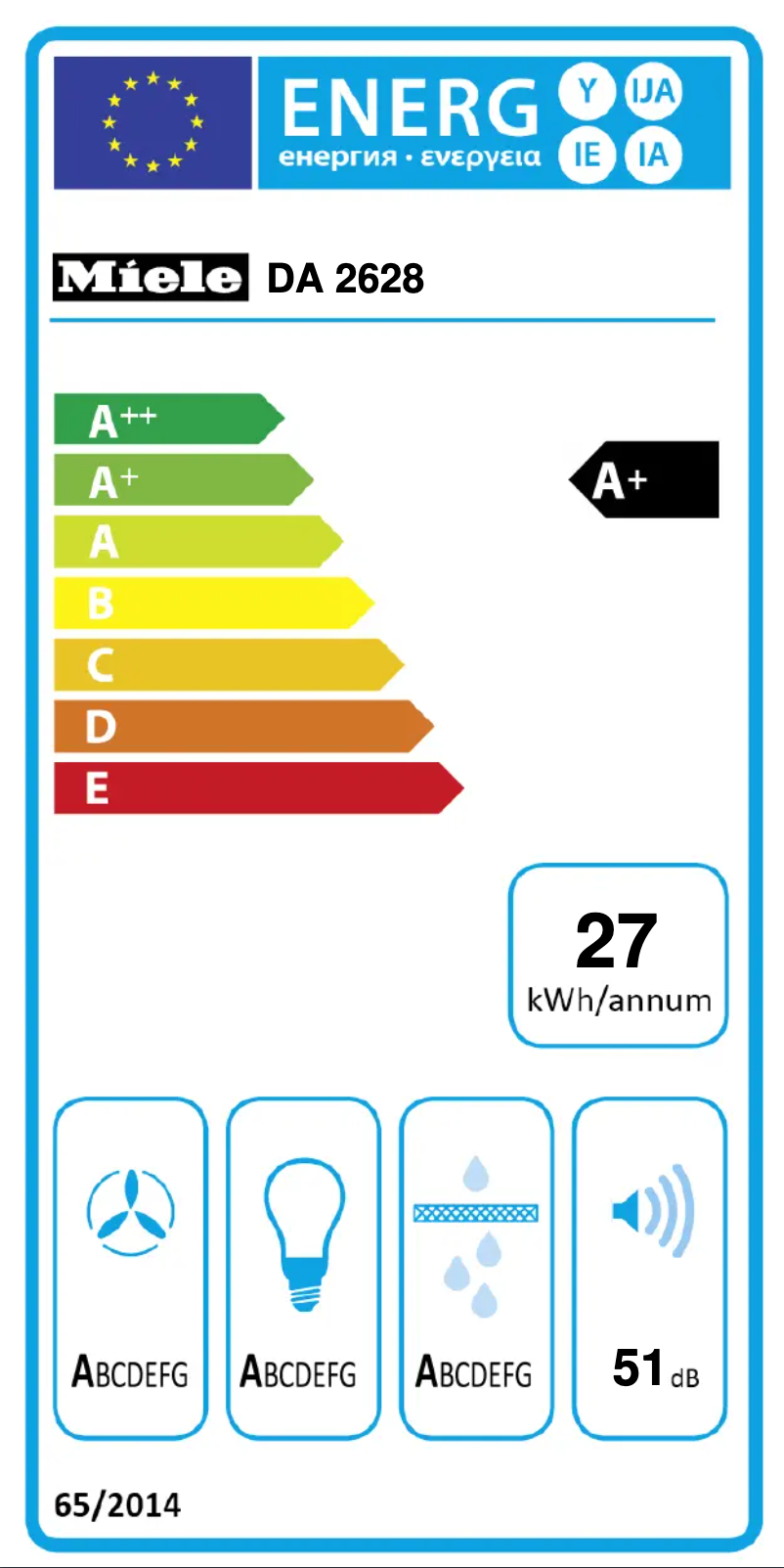 Page n°1 - Label énergétique Miele DA 2628