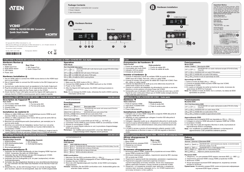 Page n°1 - Manuel utilisateur ATen VC840