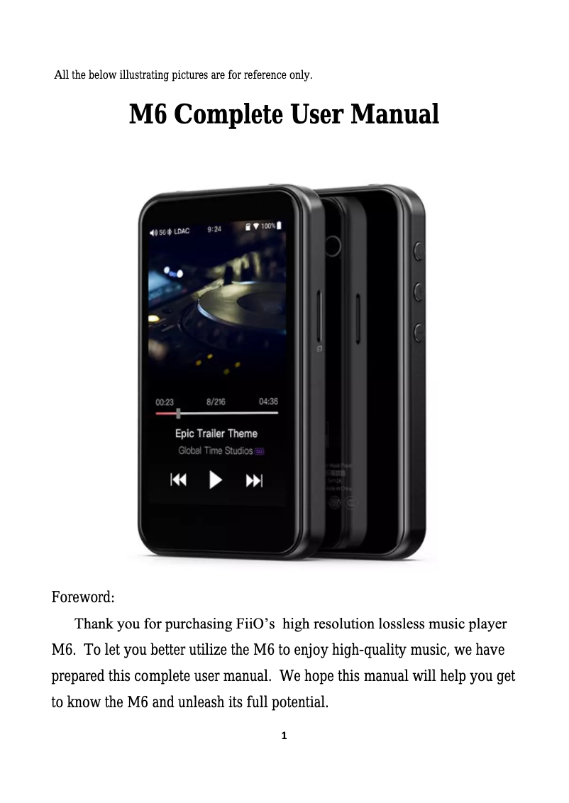 Image de la première page du manuel de l'appareil M6