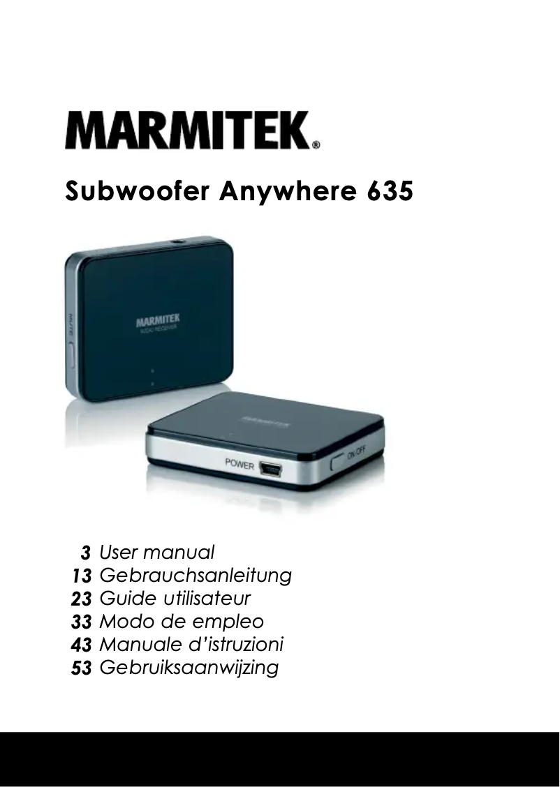 Página 1 del manual Manual de usuario Marmitek Subwoofer Anywhere 635