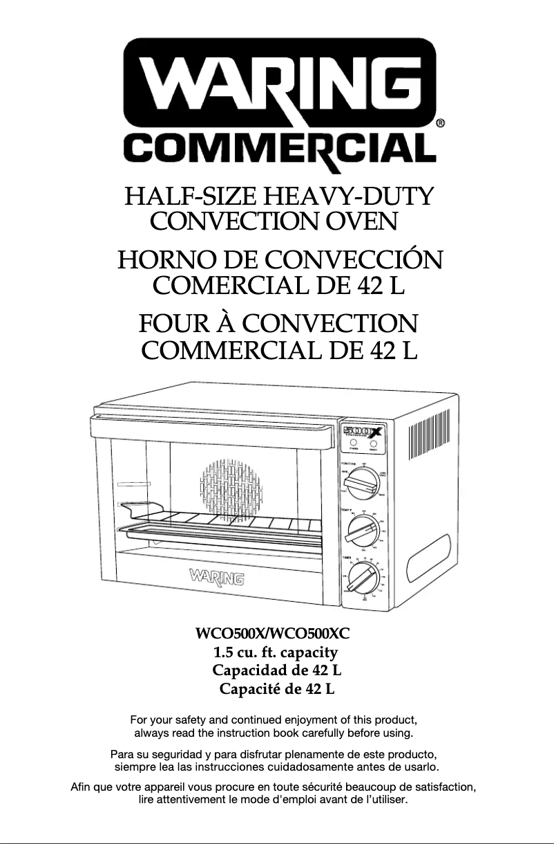 Page n°1 - Manuel utilisateur Waring Commercial WCO500X