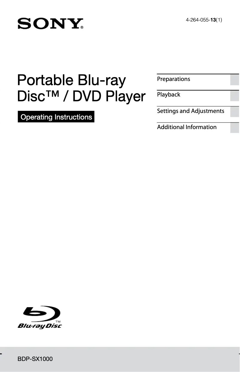 Image de la première page du manuel de l'appareil BDP-SX1000