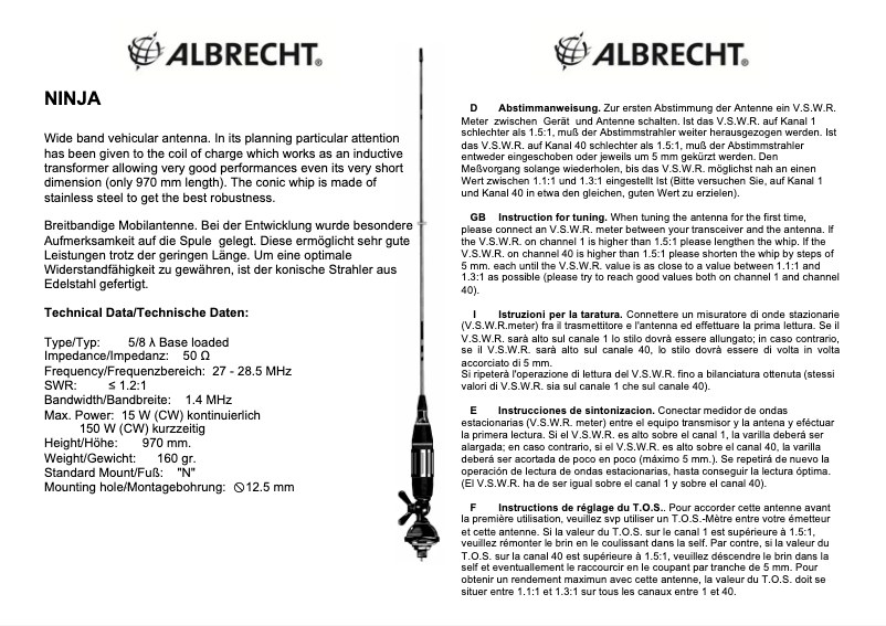 Imagen de la primera página del manual del dispositivo Ninja