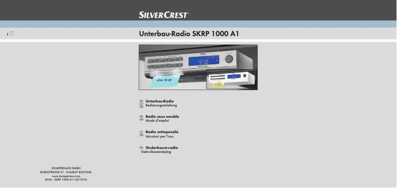 Page n°1 - Manuel utilisateur SilverCrest SKRP 1000 A1