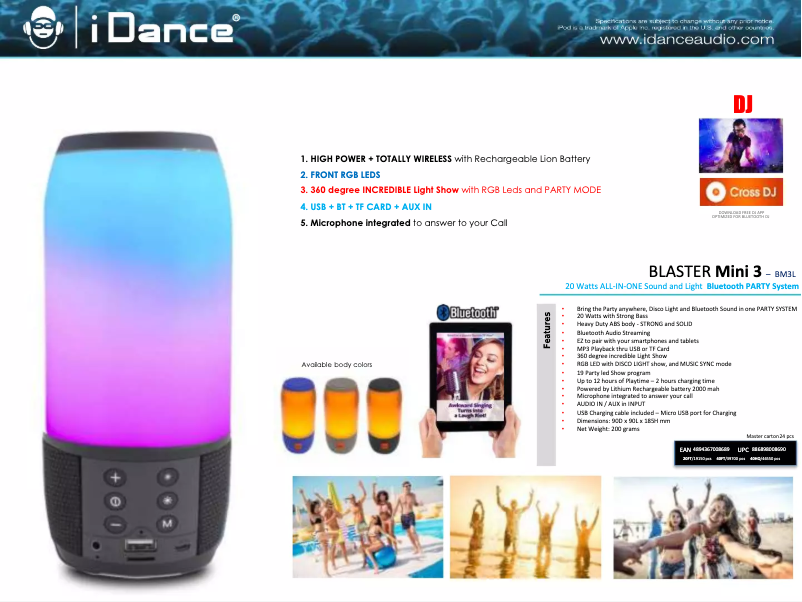 Page n°1 - Manuel utilisateur iDance Blaster Mini 3 BM3L