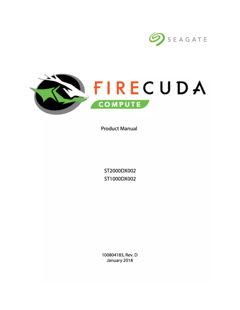 Page 1 de la notice Manuel utilisateur Seagate FireCuda ST500LX0025