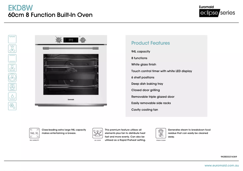 Page 1 de la notice Fiche technique Euromaid EKD8W