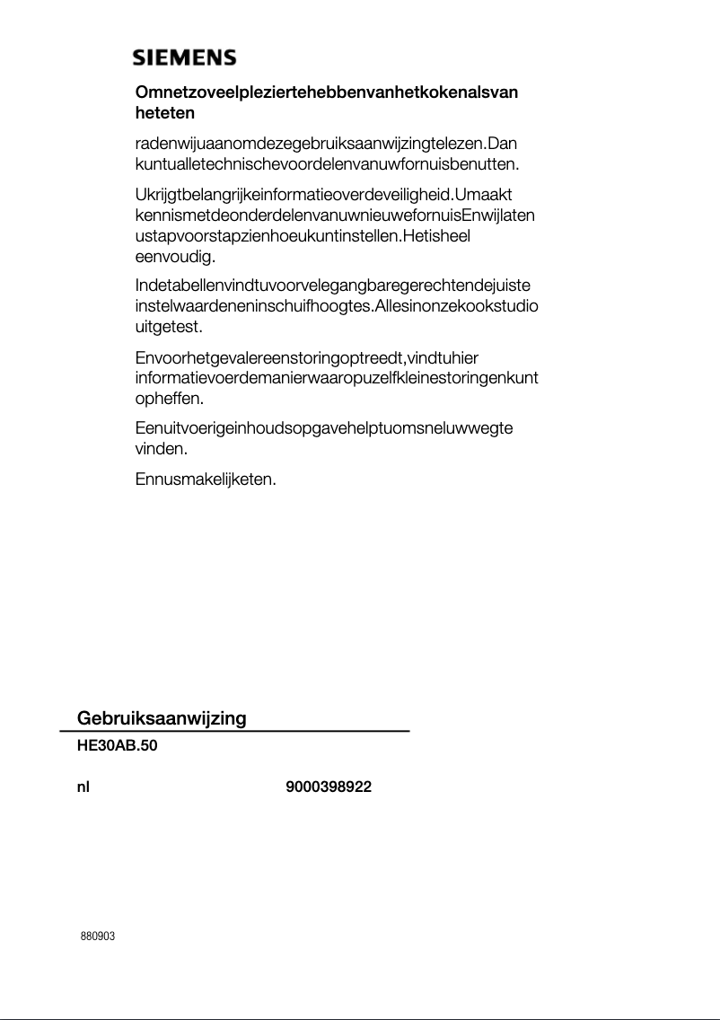 Image de la première page du manuel de l'appareil HE30AB550