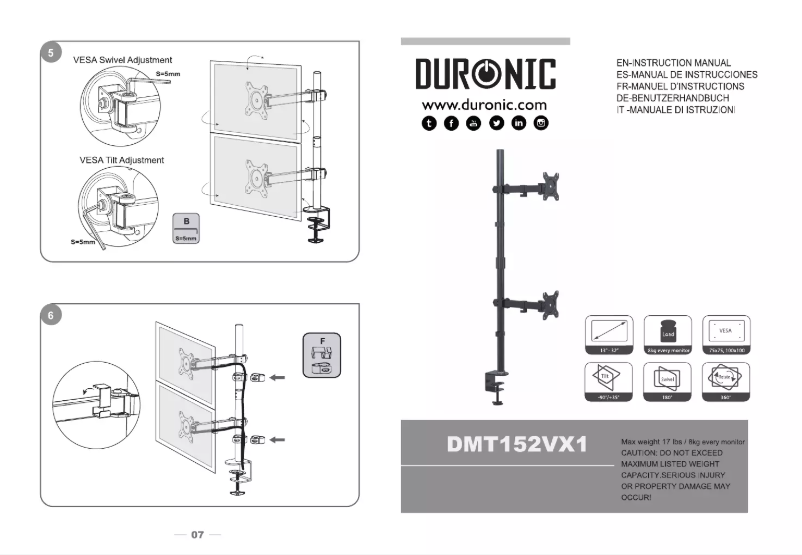 Page 1 de la notice Manuel utilisateur Duronic DMT152VX1