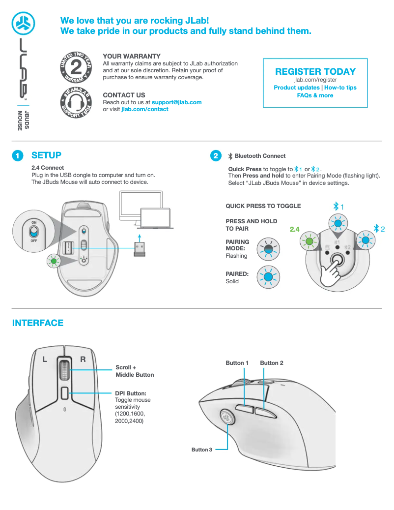 Image de la première page du manuel de l'appareil JBuds Mouse